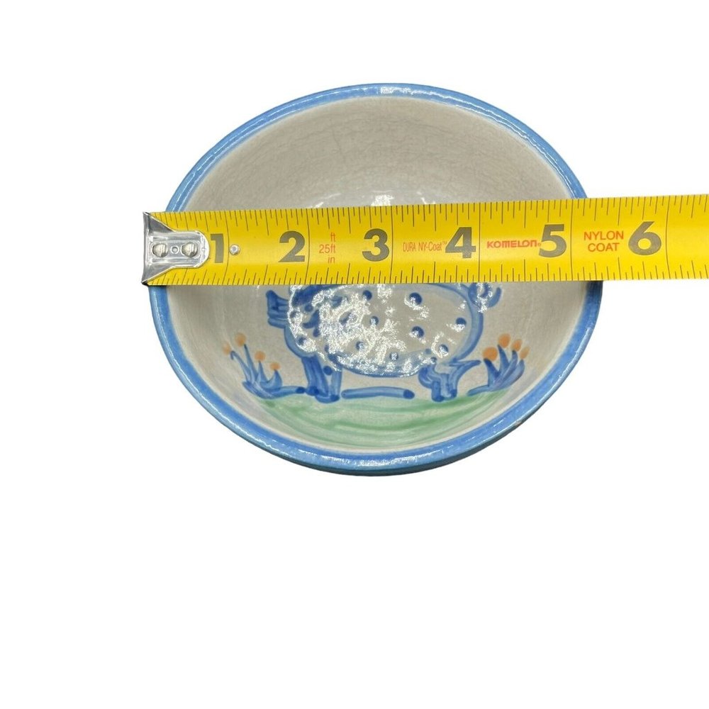 M A Hadley Pottery Cereal Bowl Pig Blue White 5.5 Inch Chip - Picture 3 of 6